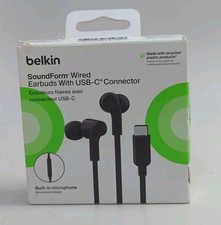 Belkin SoundForm Wired Earbuds with Microphone USB C Connector 4 ft./1.2m Black