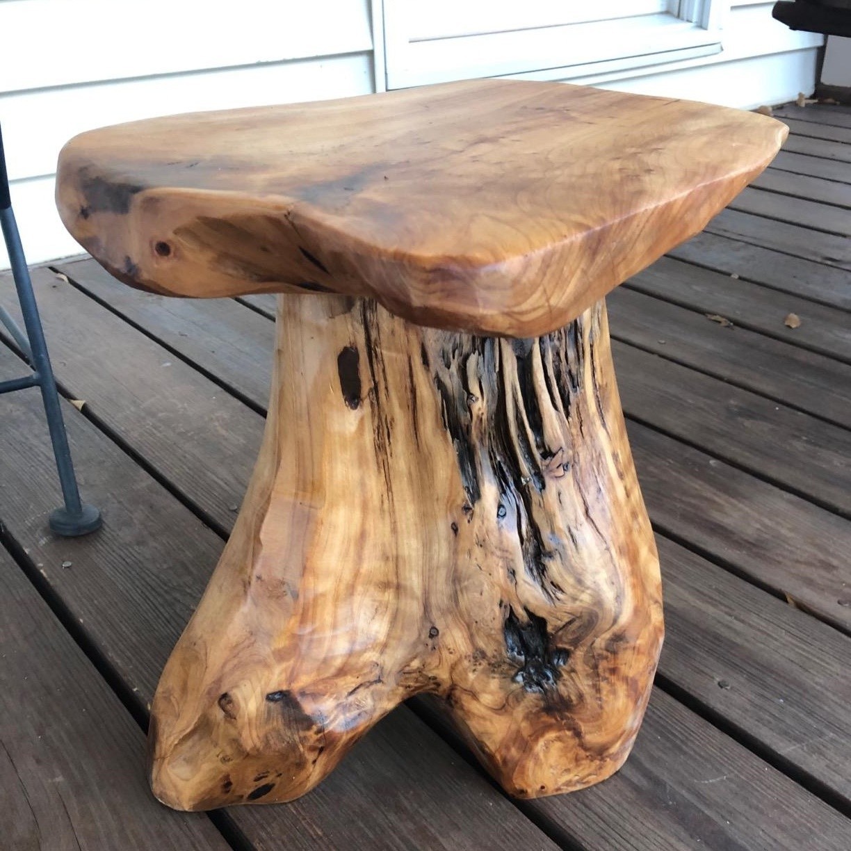 Cedar Root Mushroom Stool – Rustic Plant Stand Nightstand Side Table 13.5" H