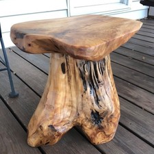 Cedar Root Mushroom Stool – Rustic Plant Stand Nightstand Side Table 13.5" H