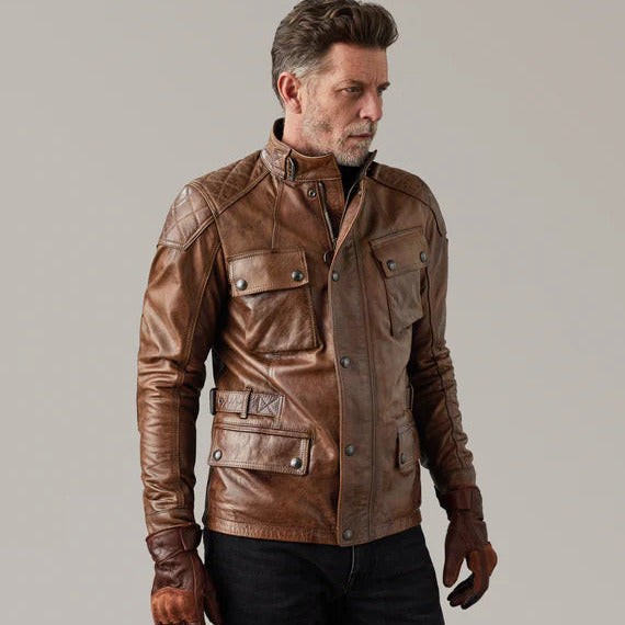 Belstaff Turner Hand Waxed Motorcycle Motorbike Leather Jacket