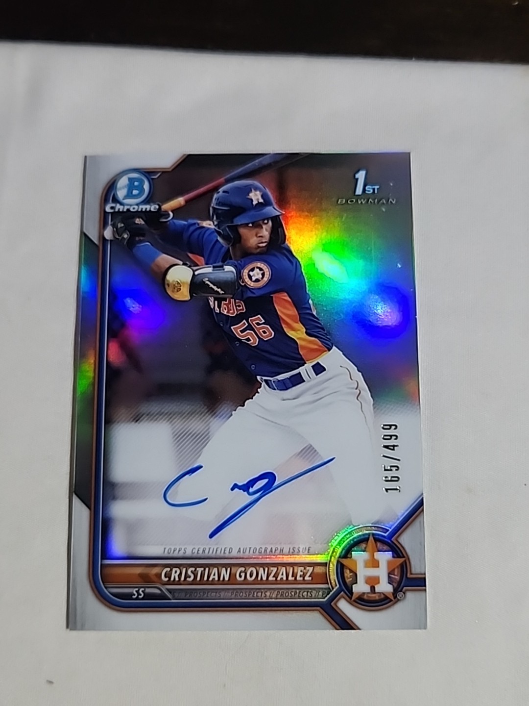 2022 Bowman Chrome Prospect Autographs Cristian Gonzalez #CPA-CG Refractor /499