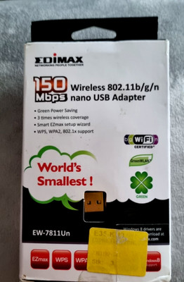 EDIMAX WLAN USB NANO STICK EW-7811UN,150 Mbit/s 802.11n V2 z.B.Raspberry Pi