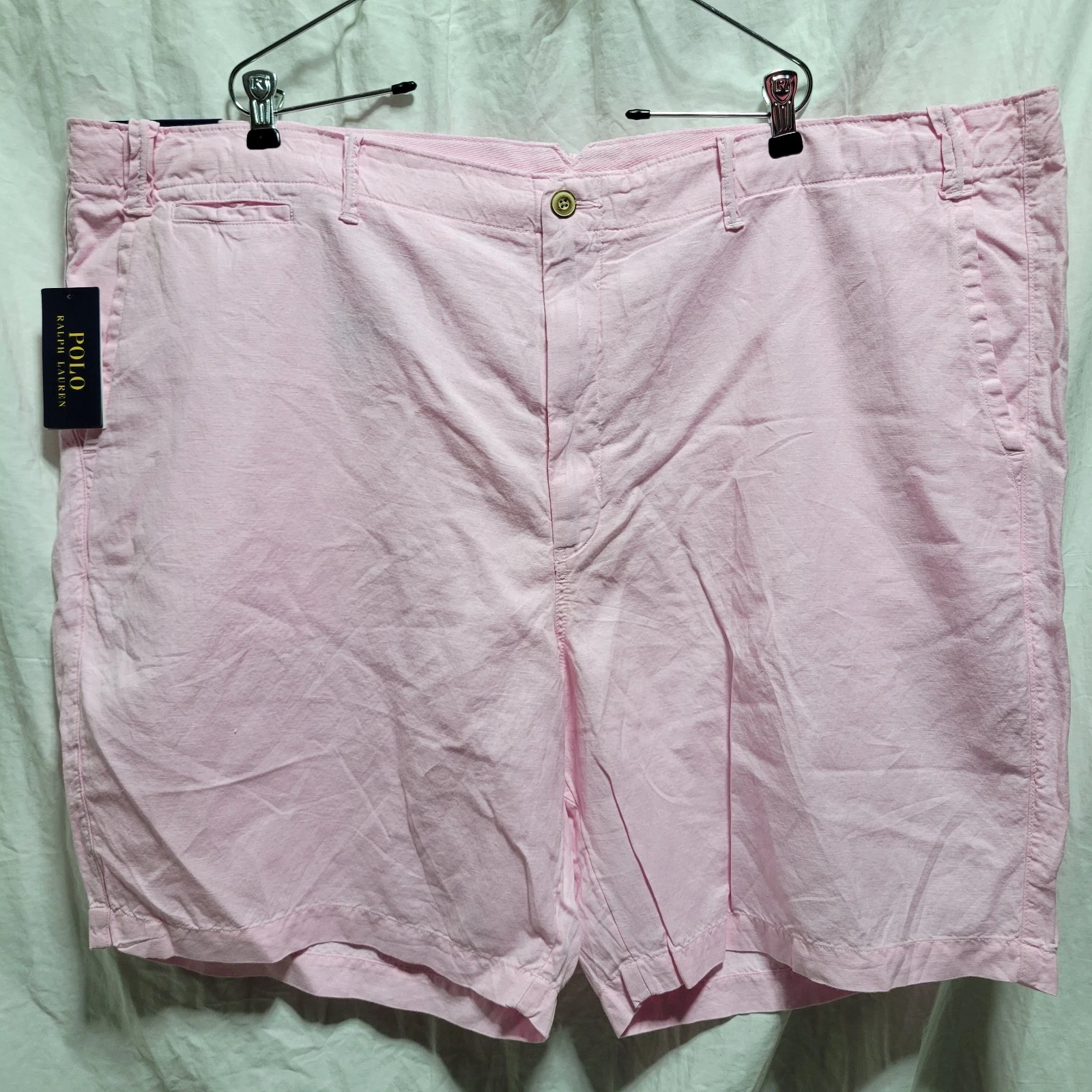 Polo Ralph Lauren Shorts Mens 48 B Pink Classic Fit Linen Blend NWT 9" Inseam