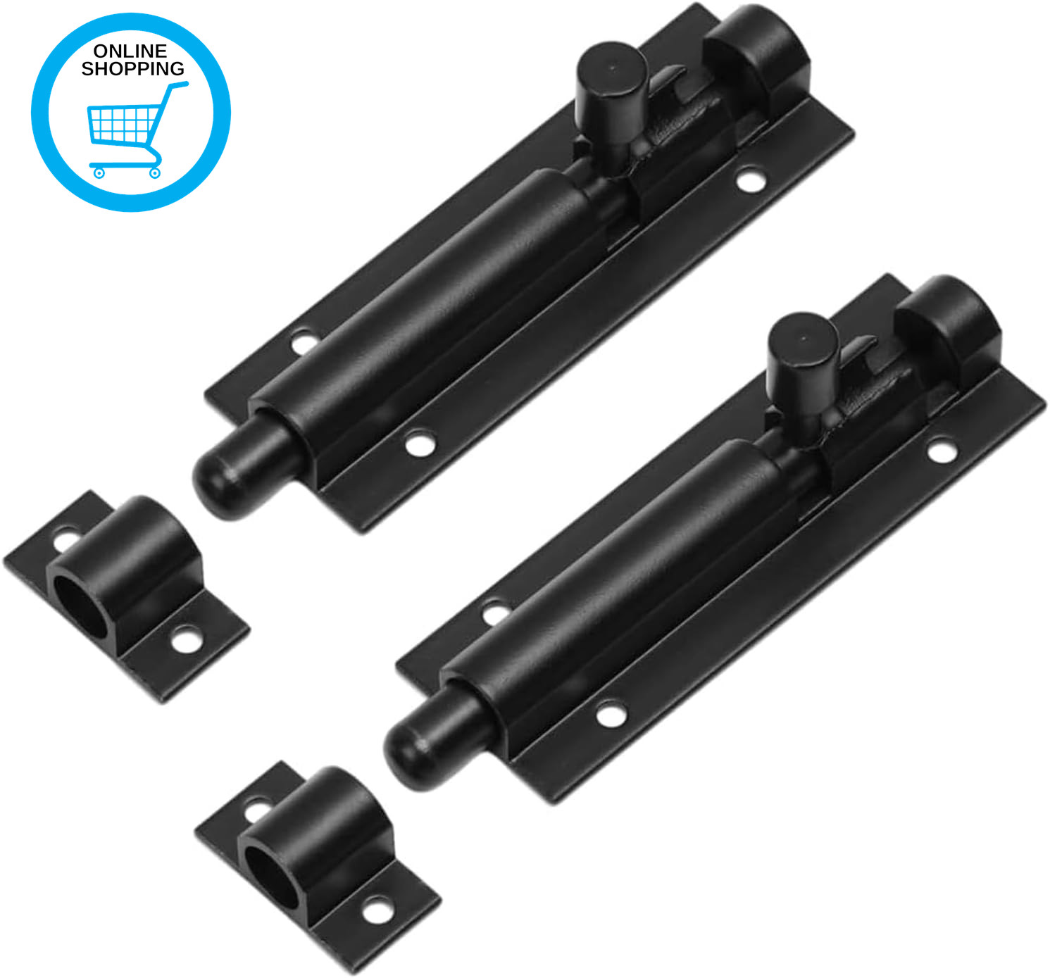 2 Pcs Bolt Lock Set, Black Door Bolts for Internal External Doors with Screws, S
