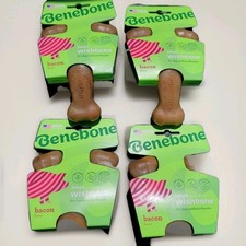 Benebone Wishbone Durable Dog Chew Toy Brown Real Bacon Small 4 Pack
