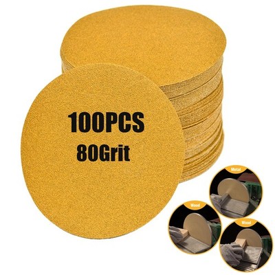 100 PACK 6'' Inch 80Grit DA Sanding Disc PSA Sandpaper Roll -Sticky Back