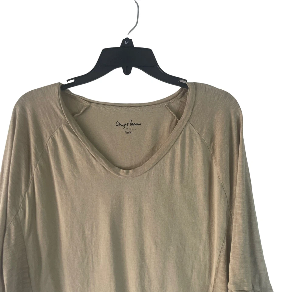 Чип + перец женщин размер XS желтовато-коричневый 3/4 рукав круглый вырез мягкий модальный топ - Изображение 2 из 4