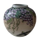 Asian Porcelain Grape and Bird Base — photo 3