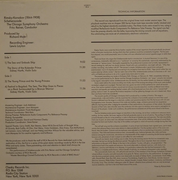 Nikolai Rimsky-Korsakov, Chicago Symphony Orchestra, Fritz Reiner - Scheherazade - Image 2 of 4