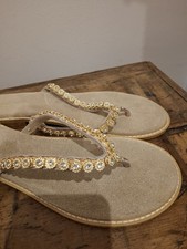 Monsoon Leather Uk 8 Flip Flops Diamond Detail Thong Strappy