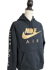 Nike Air Hoodie Pullover Sweatshirt Mens Large Black Gold Just Do It Swoosh