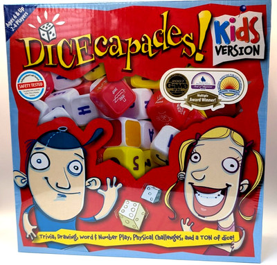 Dicecapades Kids Board Game NEW SEALED Family Party Trivia Drawing Challenges