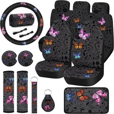 15 Pcs Butterfly Car Seat Covers Full Set For Car Front Classic Butterfly Style