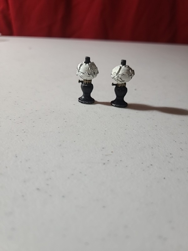 Vintage Miniature Dollhouse Metal Die Cast Black And White Lamps