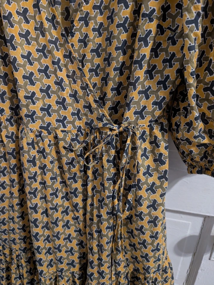 Новый с Ярлыками Banana Republic белый лотос хлопок надежном платье размер большой в желтый принт - Изображение 3 из 3