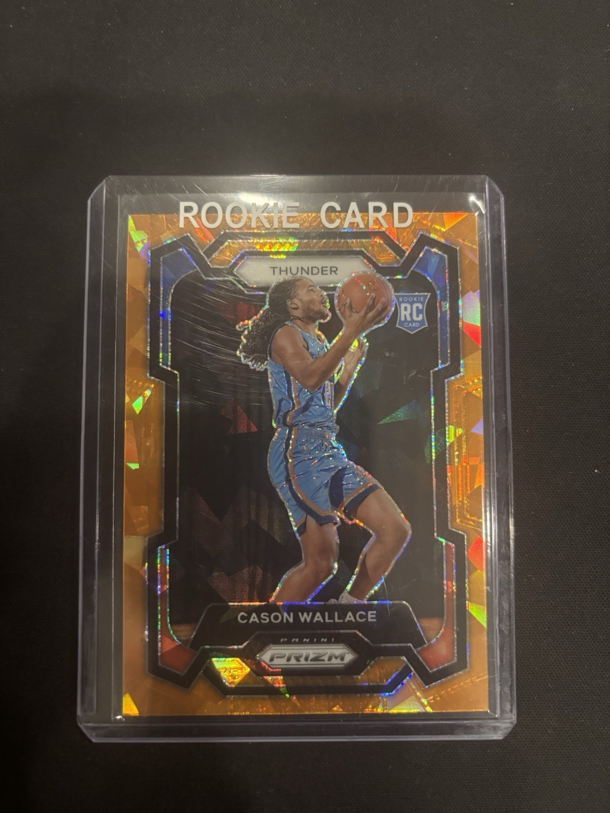2023-24 Panini Prizm Orange Cracked Ice Prizm #139 Cason Wallace RC Thunder SP
