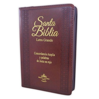 Biblia Letra Grande con Cierre RV1960, manual imit. piel, marron con indice