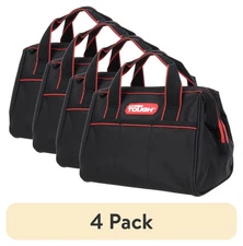 (4 pack) Hyper Tough 12 inch Tool Bag,Full zip top stays open for easy access