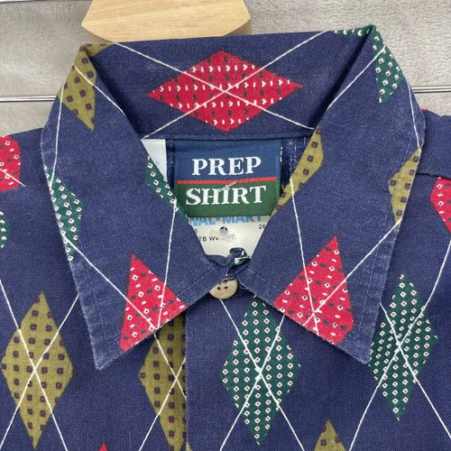 Vintage Boy's 4T Argyle Diamond Printed Long Sleeve Button Front Shirt USA Made - Picture 5 of 11
