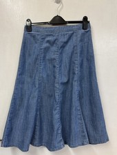 DAMART Blue Soft Denim Fit & Flare Knee Length Maxi Style Skirt Size 12 