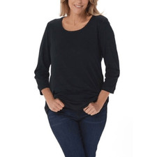 H by Halston French Terry Scoop-Neck with 3/4- Pleated Sleeves Tunic Size: 2X