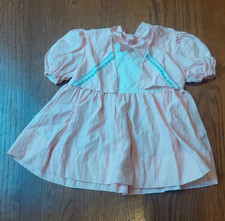 Vintage Girls Handmade Pink Collared Puff Short Sleeve A-Line Dress 9-12M