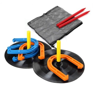 Win SPORTS Rubber Horseshoes Game Set for Outdoor Indoor Orange&Blue