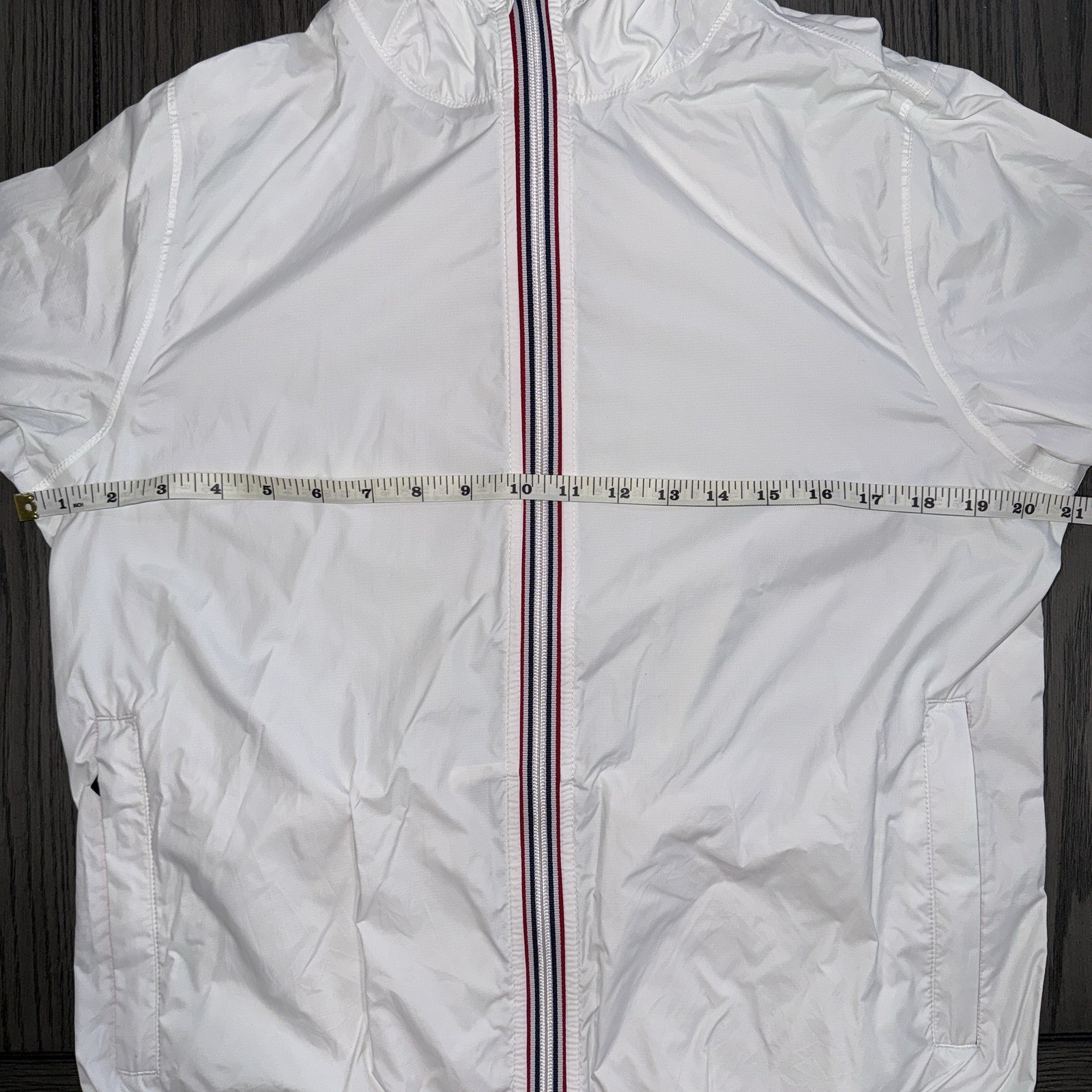 Eddie Bauer Mens Packable Windbreaker Rain Jacket Hooded Full Zip White Size M