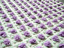 VINTAGE CHENILLE BEDSPREAD FABRIC MORGAN JONES PURPLE ROSEBUD 18 X 10 inches NOS