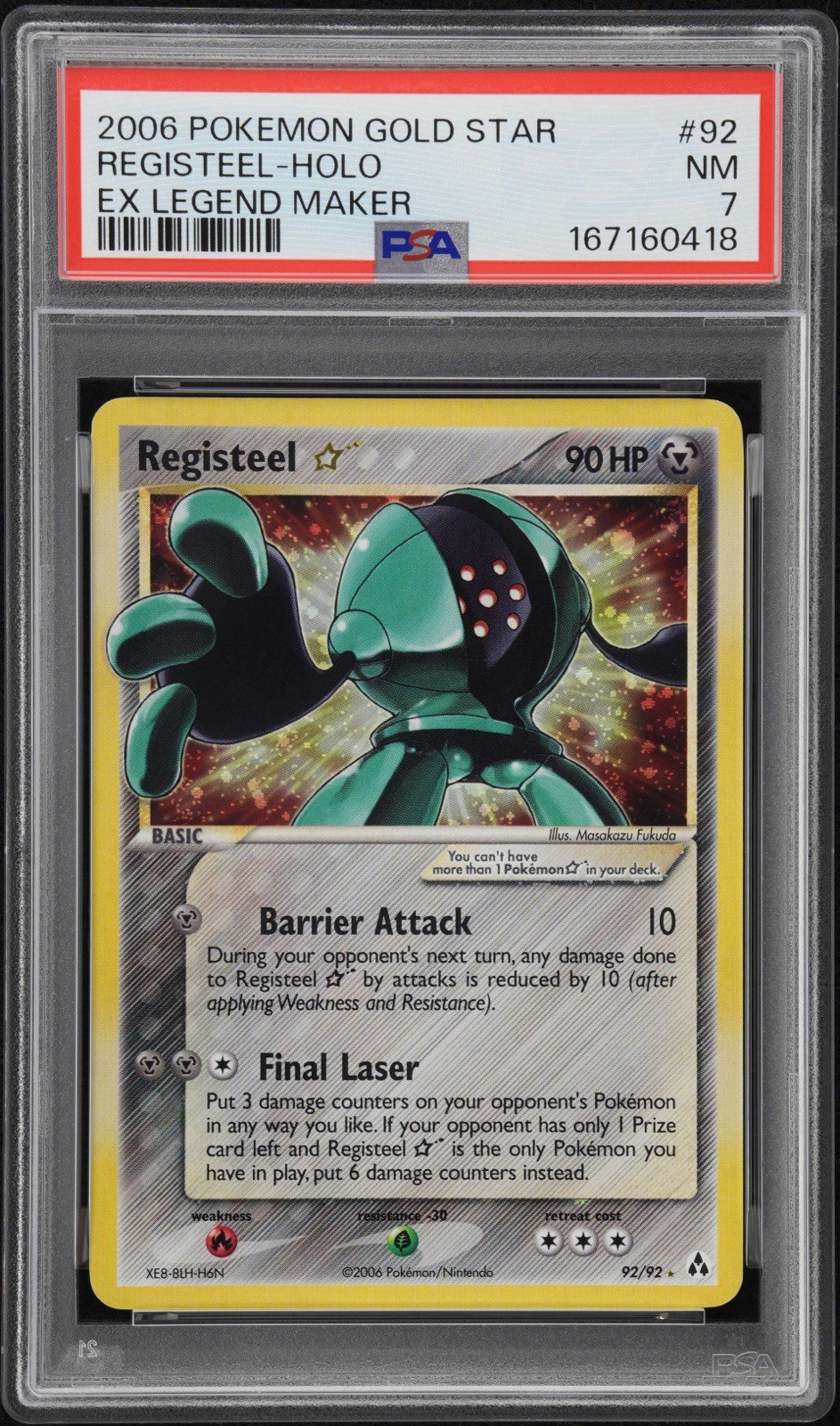 2006 Pokemon Gold Star Ex Legend Maker #92 Registeel Holo PSA 7 Rare! view 1