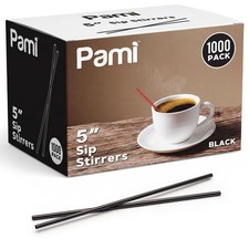 Black Plastic Stir Straws 5 in,Disposable Coffee Stirrers,1000 Count