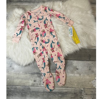 Carters Child of Mine Pink Mermaid Footed Pajamas Sleeper One Piece 12M NWT