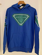 Avenue George V Paris Hoodie Rhinestone Men  s Blue Long Sleeve Sweatshirt M NWT