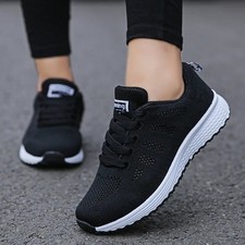 Ladies Trainers Running Shoes Womens Lace Up Flat Comfy Fitness Gym Sports Size