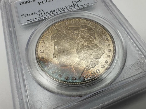 1880-S U.S. $1 Morgan Silver Dollar PCGS MS64 Nice Toning Color -C36