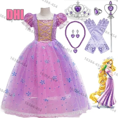 Rapunzel Tangled Kostüm Mädchen Prinzessin Kleid Cosplay Party Kinder Outfit DHL