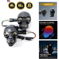 Motorcycle Led Turn Signal Lights Waterproof Skull Warning Blinkers 2pcs