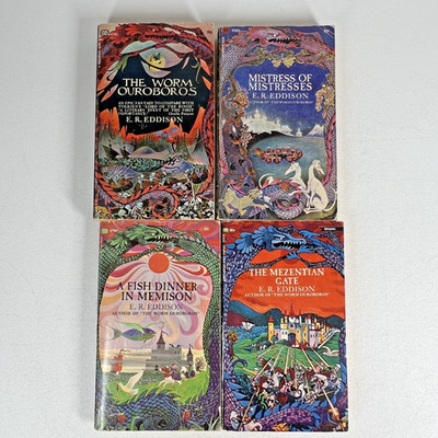 E.R. Eddison Book Set of 4 Worm Ouroboros Mistress Fish Dinner Mezentian PB