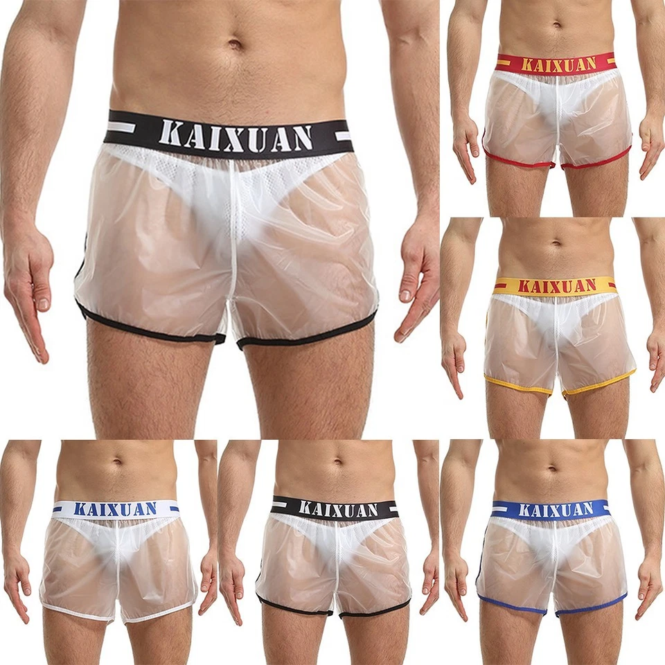 Klassische elastische PVC Fitnessshorts für Herren transparentes Design für Sommeraktivitäten - Bild 3 von 4