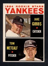 1964 Topps Baseball Card #281 Yankees Rookie Stars Jake Gibbs Tom Metcalf EX-MT+. rookie card picture