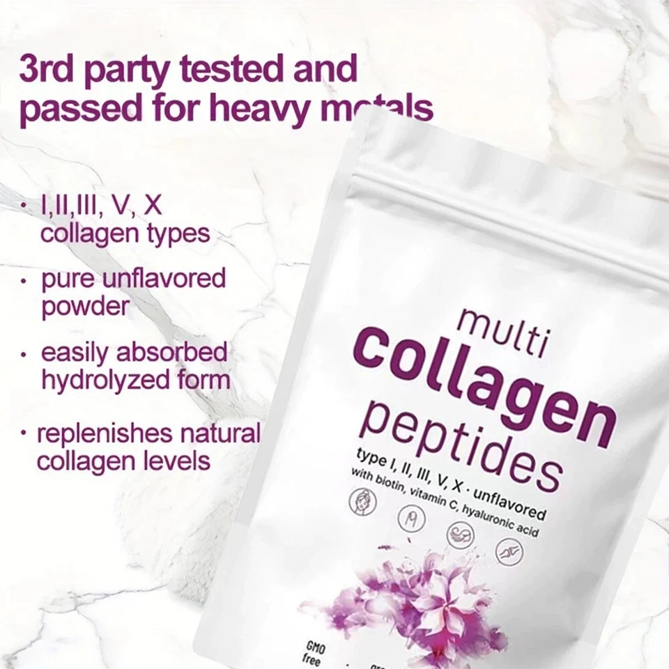 Polvo de péptidos de colágeno múltiple: proteína hidrolizada con tipo I, II, III, V, X 2 LB. Foto 3 de 3