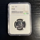 1961 NGC PF68 90% Silver Proof Washington Quarter 25c Portrait