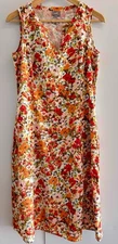 J Jill Dress Women’s 10 Sleeveless Floral Midi Pockets Botanical Sundress Summer