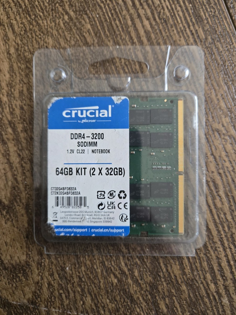 crucial 64GB(32GB 2枚) DDR4 SODIMM メモリ Crucial 64GB (2 x 32GB) PC4-21300 (DDR4-2666) Memory