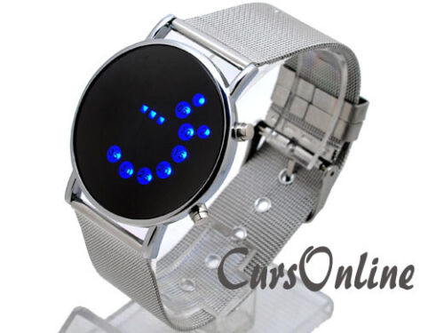 LED Watch Rotatory Steel Strap Digital Wrist Watch Men's Women - Picture 1 of 1