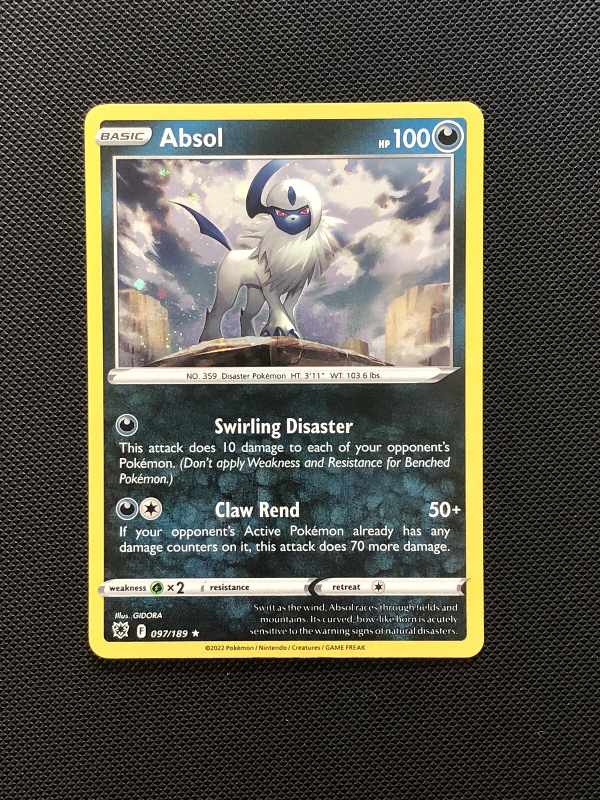 Pokémon TCG Absol 097/189 Astral Radiance variant card Cosmos Holo English B