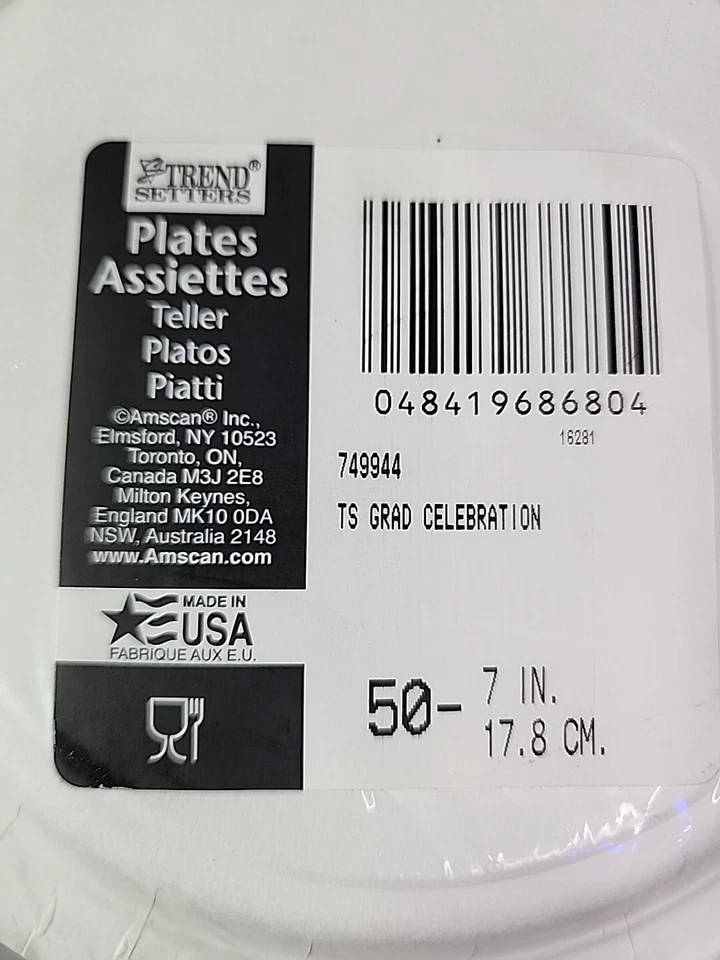 ¡Felicidades Grad! Platos de postre de graduación de papel 50 quilates colorido redondo de 7 pulgadas Foto 3 de 3