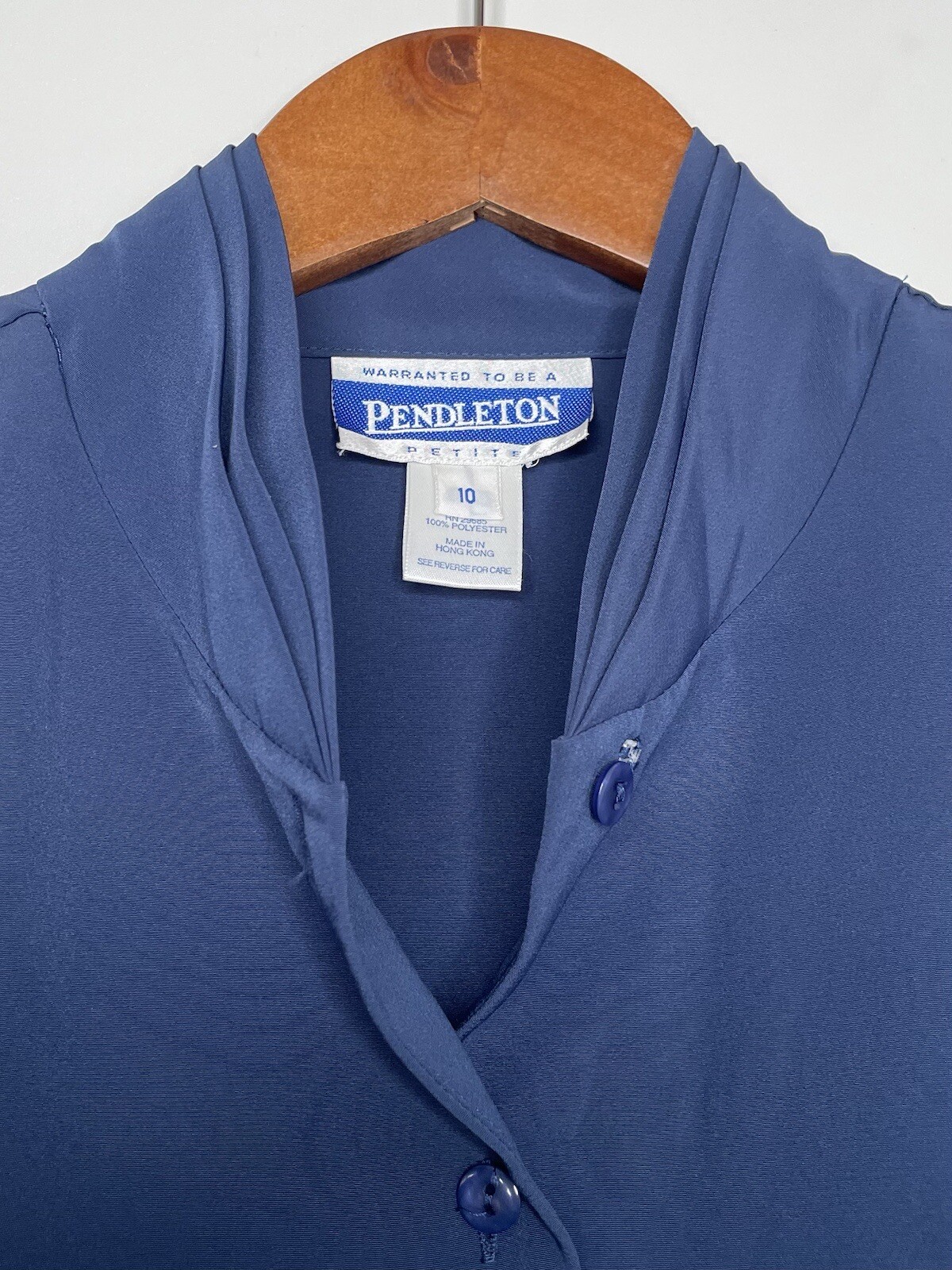 Vintage Pendleton Dark Blue Button Up Blouse High… - image 2