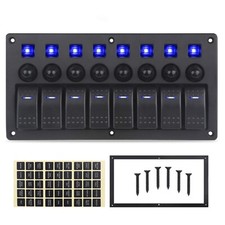Marine Boat Panel 8 Gang ON-Off Ignition 3 Pin Waterproof Toggle Rocker Switc...