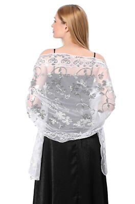 Central Chic Sequin Pashmina Shawl Scarf Wrap Weddings Brides